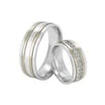 Par de Alianças em Prata com Ouro 10K ALP121