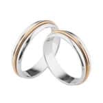 Par de Alianças em Prata com OURO 10K ALP122