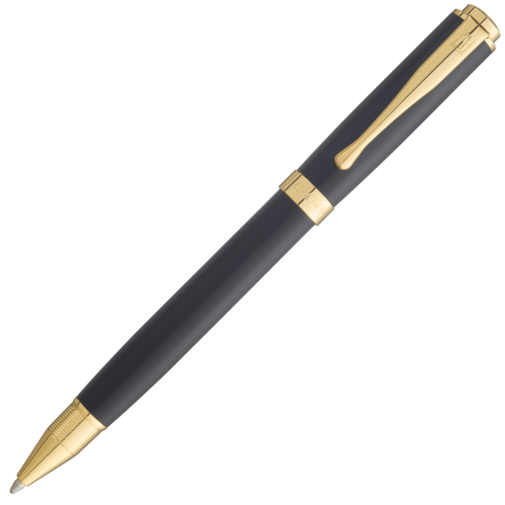 Baron-Esferografica-Preta-Com-Dourado-frente Caneta CROWN Baron PRETA - Imagem 1