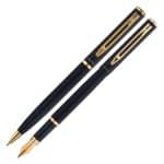 Kit Premium Crown Capricci Preta Esferográfica + Tinteiro