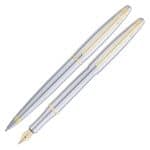 Kit Premium Crown Prestige Prata Esferográfica + Tinteiro