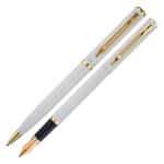 Kit Premium Crown Capricci Branca Esferográfica + Tinteiro