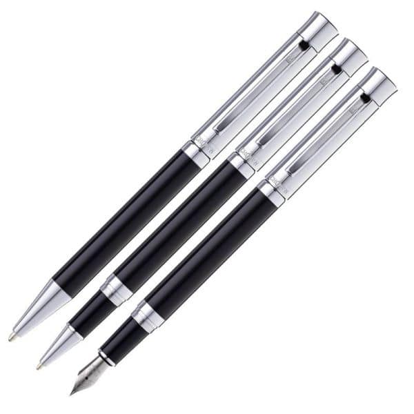 Kit Premium Crown Jazz Esferográfica + Roller + Tinteiro Preta