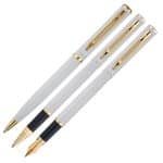 Kit Premium Crown Capricci Branco Esferográfica + Roller + Tinteiro