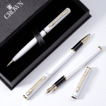 Kit Premium Crown Capricci Branco Esferográfica + Roller + Tinteiro - Imagem 2