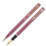 Kit Premium Crown Capricci Rosa Esferográfica + Tinteiro