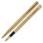 Kit Premium Crown Capricci Dourado Esferográfica + Tinteiro