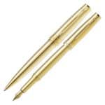 Kit Premium Crown President Dourada Esferográfica + Tinteiro