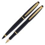 Kit Premium Crown Prestige Preta Esferográfica + Tinteiro