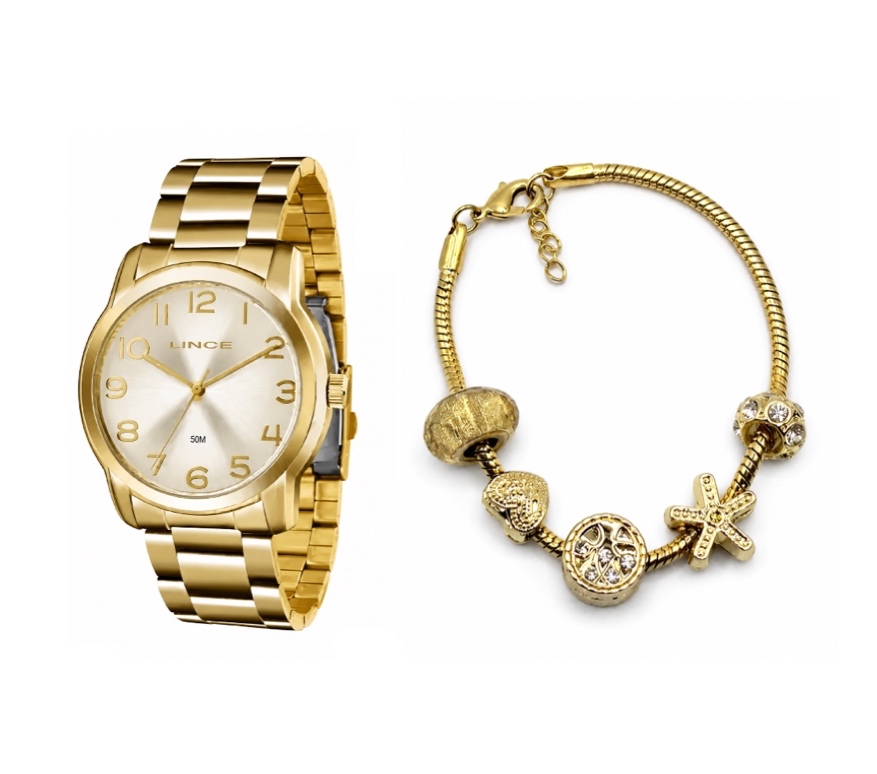 Captura de Tela 2026-07-24 às 16.27.55-3-2 Kit Relógio Lince LRG4550L Dourado com Pulseira - Imagem 1