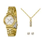 Kit Relógio Lince LRG4841L34 Dourado com Conjunto