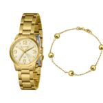 Kit Relógio Lince LRG4847L32 Dourado com Pulseira
