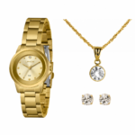 Kit Relógio Lince LRG4845L32 Dourado com Conjunto