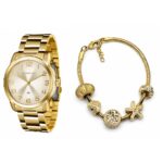 Kit Relógio Lince LRG4550L Dourado com Pulseira