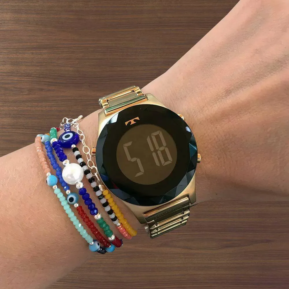 Relógio de Pulso TECHNOS Digital Redondo Dourado e Preto - Imagem 2